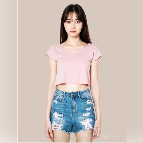 Simple Society Women's Mid-Blue Denim Distressed Shorts Size 28 - Picture 2 of 7